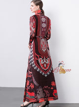 Women Fold Loose Large Print Coat