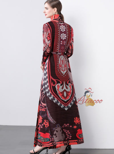 Women Fold Loose Large Print Coat