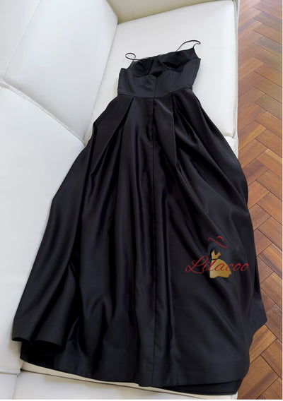 Black Spaghetti Straps Prom Dress