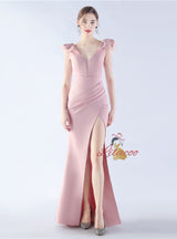 V-neck Mermaid Beading Split Prom Dress