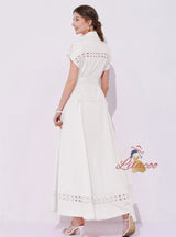 Women Sleeveless Lapel Long Dress