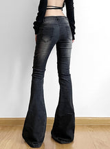 Wrinkle Stitching Low Waist Slim Jeans