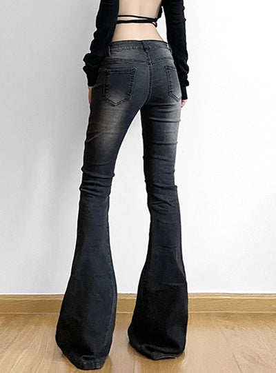Wrinkle Stitching Low Waist Slim Jeans