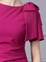 Fuchsia Short Sleeve Mother Of The Bride Dress