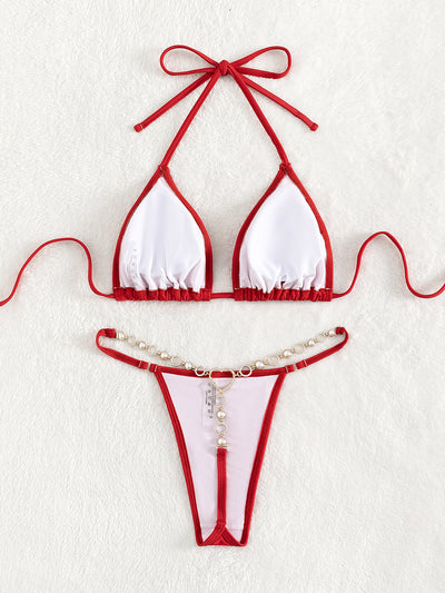 Crystal Triangle Chain Sexy Thong Bikini