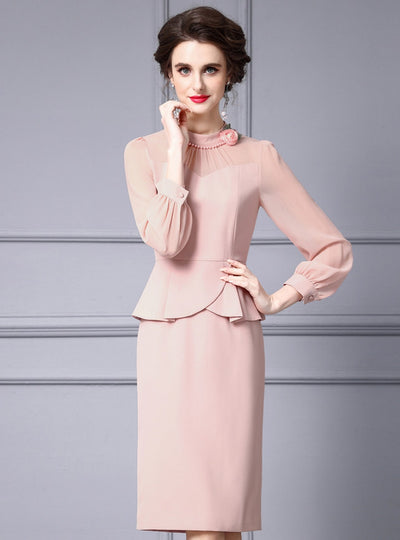 Light Blue Long Sleeve Mother Of The Bride Dress