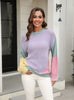 Round Neck Stitching Fashion Pullover Sweater