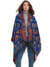Jacquard Ladies Fringed Hooded Cloak Shawl