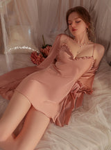Satin Pajamas Suspender Nightdress Suit
