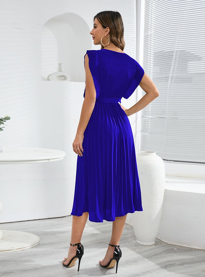 Lotus Leaf Sleeve Pleated Dress
