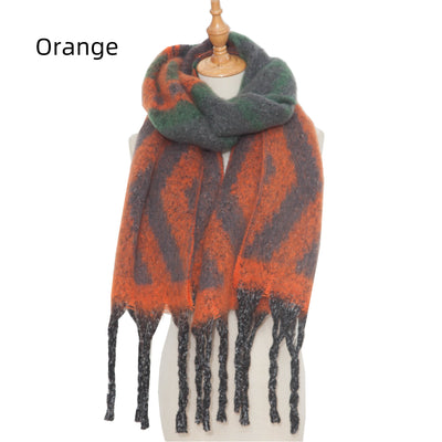 Thickened Coarse Tassel Jacquard Scarf