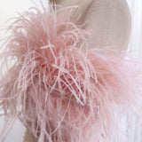 Pink Sequins Strapless Feather Prom Dress