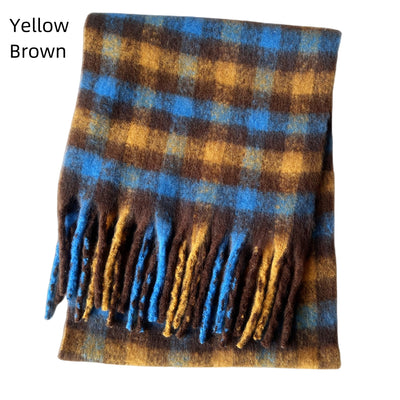 Coarse Beard Plaid Scarf Thickened Warm Shawl