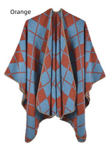 Ethnic Diamond Cashmere-like Split Cloak Coat