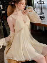 Sexy Chest Pad Gauze Robe Pajamas