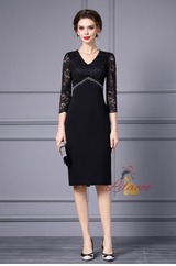 Black V-neck Beading Mother Of The Bride Dress