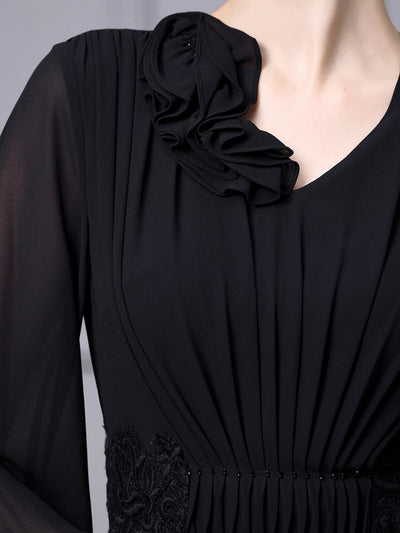 Black V-neck Mother Of The Bride Dress