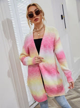 Rainbow Tie-dyed Long Sweater Coat