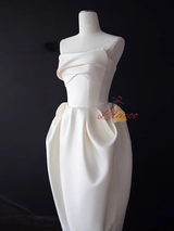 Ivory Satin Strapless Short Wedding Dress