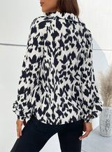 Lapel Long Sleeve Leopard Print Shirt