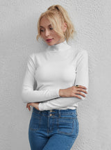 Solid Color Top Slim Turtle Neck Sweater
