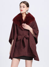 Wool Knitted Lace-up Cardigan Shawl Cloak