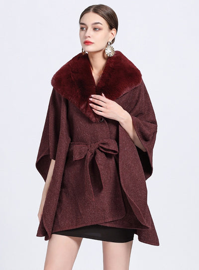 Wool Knitted Lace-up Cardigan Shawl Cloak