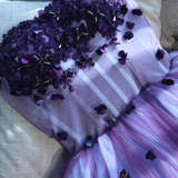 Purple Tulle Strapless Beading Flower Homecoming Dress
