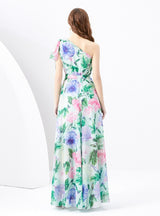 Bow Slim Long Floral Holiday Dress