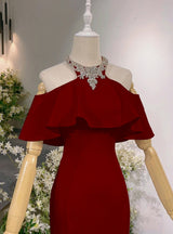 Mermaid Halter Beading Crystal Prom Dress