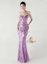 Mermaid Sequins Spaghetti Straps Beading Prom Dress