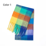 Thick-bearded Four-grid Thick Double-sided Plaid Scarf