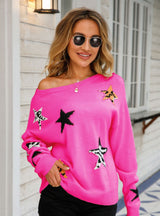 Round Neck Star Long Sleeve Sweater