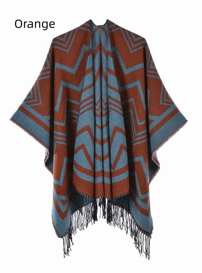 Fringe Fashion Warm Thick Split Shawl