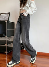 Retro High Waist Straight Slim Jeans