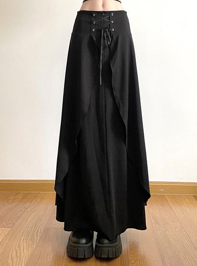Irregularly Spliced Silm Waist Long Skirt