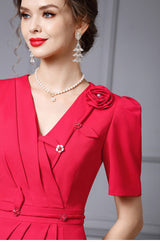 Short Sleeve Pleats Mother Of The Bride Dress