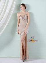 Mermaid Velvet Beading Split Prom Dress