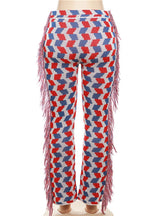 Leisure High Waist Tassels Slim Pants