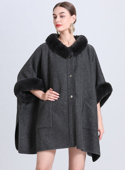 Loose Pocket Knit Cardigan Cloak Shawl