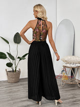 Sleeveless Embroidered Wide-leg Jumpsuit