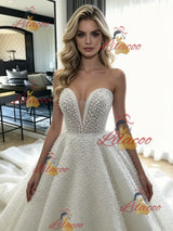 Vintage White Strapless Wedding Dress