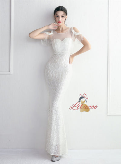 Mermaid Sequins Backless Beading Prom Dress