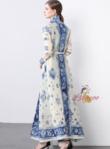 Women Loose Large Size Print Long Coat