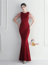 Scoop Neck Beading Sleveless Prom Dress