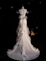 White Mermaid Sequins Beading Wedding Dress