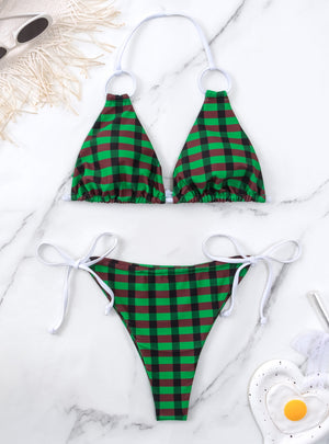 Strap Openwork Solid Color Two Piece Swimsuit