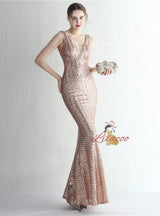 Mermaid Sequins V-neck Beading Prom Dress