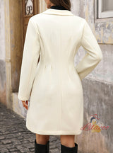 Solid Color Woolen Coat Pearl Buttons