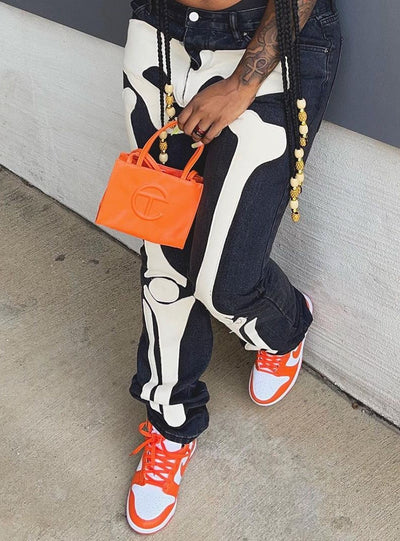 Sexy Embroidered Jeans Low Waist Pant